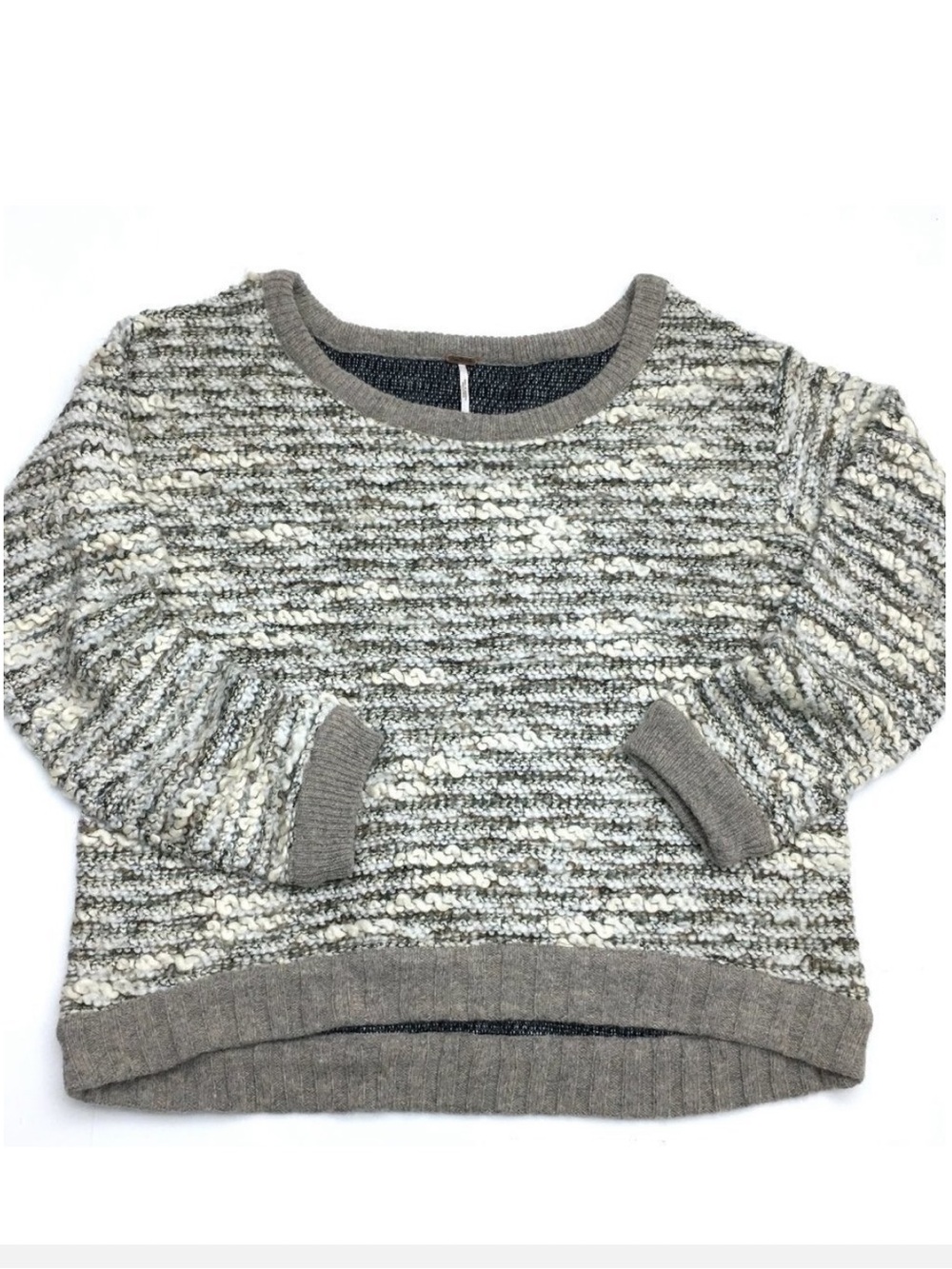 NWOT Free People Sweater Ivory Sparkly Threads Oversized Wool Blend Large
